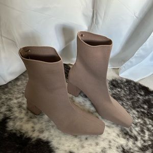 Zara Block Heel Fabric Ankle Boots
